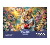 Hamster with Heart 1000Pc Puzzle for Adults: Hamster Holding A Red Heart for The Whole Family Women, Gifts for Men 70x50cm/1000pcs