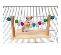 Hamster Wood Ledge Platform with Lava Stone Block Chew Toys,Pet Cage Resting Wooden Shelf for Chinchilla Guinea Pig Gerbil Mouse Rat