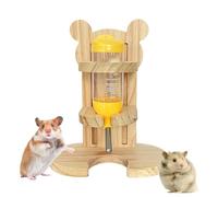 Hamster Wood Water Bottle Stand, 80ml No-Drip Adjustable Small Pet Auto Dispenser Holder | Bear Cartoon Shape Stand For Syrian, Dwarf, Mice, Gerbils, Guinea Pigs 16.4x9x20.2cm
