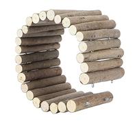 Hamster Wooden Bridge Hideout, Small Animal Chew Toy, Natural Wood Ladder with Bendable Metal Wire for Hamsters Guinea Pigs Chinchillas, Safe Play Fence and Exercise Toy for R (60CM Basic Version)