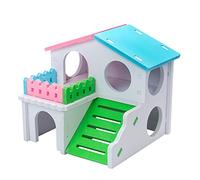 Hamster Wooden House 2-Tier Villa Chew Toy Small Pet Climbing Toy for Dwarf Hamster Cage Accessories Hamster House and Hideaway Small Sirian Hamster Dwarf Hamster