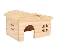 Hamster Wooden House Bite Resistant Bottomless Hamster Bamboo Log Cabin Hideout Shelter for Small Animals Hamsters Golden Bears 15 x 13.5 x 9.5cm