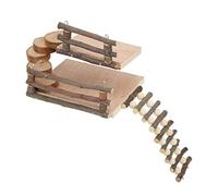 Hamster Wooden Playground Set, Small Pets Activity Center with Platform Bridge Fence Ladder, DIY Hanging Toys for Hamsters Gerbils Birds, Safe Applewood Composite Board Climbing To