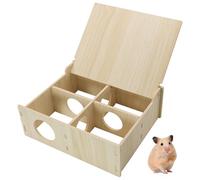 Hamster Wooden Tunnel Hideout Peep Shed Chamber with Multiple Holes for Small Pets Cage Accessories