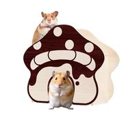 Hamsterhütte - Pilzförmiges Holznest, robuster, bissfester Unterschlupf, gemütliches, warmes Bett, natürliches, sicheres Käfigzubehör | für Kaninchen, Rennmäuse, Frettchen, Igel, Mäuse, Zwerge, Hausti
