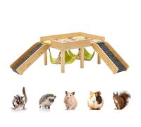 Hamsters Hammock Castle,2 Tiered Detachable Habitat - with Stair Wooden Hamsters Hammock Castle | for Small Animals Bunny Ferret Sleep Play Home Indoor Living Room Corner