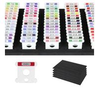 Hamtery White 3mm Acrylic Embroidery Floss Bobbins,500Pcs Embroidery Thread Organiser with Printed Number and Color Swatch for Cross Stitch Thread Storage (with 5 Foam Inserts for Bisley)