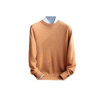 Hamthuit Autumn/Winter Men's Cashmere Casual Jumper Sweater Loose and Sweater Round Neck Pullover Golden khaki9 L