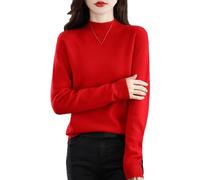 Hamthuit Women's Cashmere Sweater Female Wool Winter Women Knitted Femme Pullover Top Warm Sweater Red M