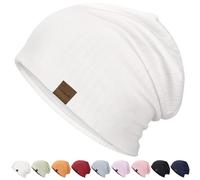 HAMUNI Slouchy Beanie Hip-Hop Soft Lightweight Running Beanie Hat Breathability & Elasticity Adult Dwarf Hats Chemo Cap Skull Cap for Men Women (White)