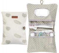 HAMUR HOME Diaper Bag Organizer and Cosmetic Bag 2in1 - Small Diaper Bag for On The Go Mom's Diapers Cream Wipes Baby Organizer (Leaves)