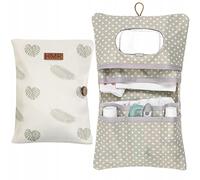 HAMUR HOME Diaper Bag Organizer and Cosmetic Bag 2in1 - Small Diaper Bag for On The Go Mom's Diapers Cream Wipes Baby Organizer (Leaves)