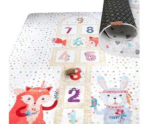 HAMUR HOME Nursery Rug, NON TOXIC Play Mats for Kids 160 x 200cm Non-Slip Foldable Crawling Mats for the Floor, Hopscotch Rug Playmat for Children's Rooms Playrooms - Machine Washable