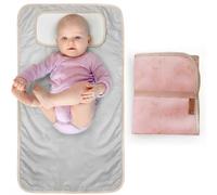 HAMUR HOME Portable Changing Mat Waterproof 40 x 70 cm Reusable Baby Changing Mat Machine Washable for On the Go Changing Clutch (Solid Pink)