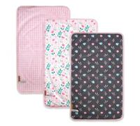 Hamur Home Portable Changing Mat Waterproof 40 x 70 cm Set of 3 Reusable Baby Changing Mat Machine Washable for On the Go Wrap Clutch (Pink)