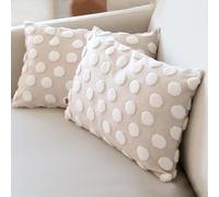 HAMUR HOME Set Of 2 Cushion Covers 30 X 50 Cm Boho Decorative Cushion Cover Sofa Pillow Cover Decorative Cushion Cover Set Cushion For Living Room Bedroom (Point, Beige)