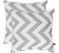 HAMUR HOME Set Of 2 Cushion Covers 45 X 45 Cm Boho Decorative Cushion Cover Sofa Pillow Cover Decorative Cushion Cover Set Cushions For Living Room Bedroom (Line, Grey)