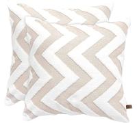 HAMUR HOME Set Of 2 Cushion Covers 45 X 45 Cm Boho Decorative Cushion Cover Sofa Pillow Cover Decorative Cushion Cover Set Cushion For Living Room Bedroom (Line, Beige)