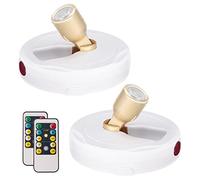 HAMVIDNE LED Spotlight, Battery Powered Picture Lights, Uplighting Indoor, Puck Lights with Remote, Stick Spot Light for Wall Display Picture Dartboard Painting Artwork Accent-2pcs