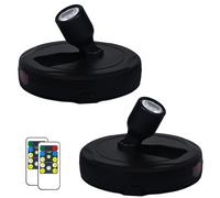 HAMVIDNE LED Spotlights, Battery Powered Picture Lights, Uplighting Indoor, Puck Light with Remote, Plant & Wall Art Display Dartboard Closet Spotlights, Black