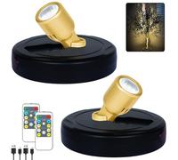 HAMVIDNE Wireless LED Spotlight, Rechargeable Battery Spot Lights with Remote, Uplighting Indoor, Stick Plant Spotlights for Wall Art Display Artwork Picture Painting-2Pack