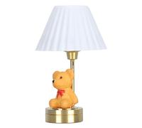 Hamwesh 1:12 Dollhouse Teddy Bear Table Lamp, White Shade, Brass LED, | Miniature Nursery Accessory Lamp, Resin Metal Plastic, 6cm Tall, Soft Warm Glow, Living Room Bedroom Office Decor, CR1632