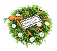 Hamwesh 16in Easter Wreath with Carrots Daisies Green Leaves for Front Door