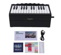 Hamwesh 25 Key BT Playable Piano Calendar, Electronic Keyboard with 52 World Famous Songs 8 Instrument Modes LED Lights, Rechargeable Music Desk Decor for Home Ornament (Black)