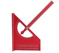 Hamwesh 3D Multi Angle Measuring Ruler, Aluminum Alloy Half Round Miter Ruler with Clear Scales, 0-180 Degree Adjustable for Carpenter and Engineer Projects (Red)