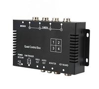 Hamwesh 4 Channel Video Splitter, License Plate Overlay DC12V 24V Rearview Camera Control Box, Video Switch with Multiple Protections Remote Control for School Buses Buses Engineering