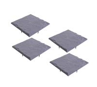 Hamwesh 4 Pack Stepping Stones, 15.55 Inch Square Plastic Outdoor Garden Walkway Pavers with Ground Stakes for Patio Pathway Lawn Landscaping, Weatherproof and Easy Installation