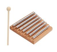 Hamwesh 7 Tone Hand Chimes, Beech Aluminum 7 Rods Energy Chime Tabletop Musical Percussion Instrument with Mallet and Knock Stick for Classroom Management Yoga Meditation Sound Healing
