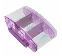 Hamwesh Acrylic Fish Tank, Three Divisions Isolation Box with LED Lights, Luminous Artificial Grass for Small Fish, Betta, Guppies, Aquatics (Purple)