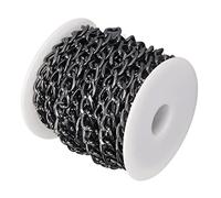 Hamwesh Aluminum Curb Chain Links for Necklace Jewelry, 5M 6.5mm Width Twisted Cross Necklace Finding Chains in Bulk for DIY Crafts Clothes Outfit Jewelry Making Supplies Black