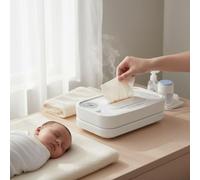 Hamwesh Baby Wipe Warmer, Foldable Fast Heating Large Capacity Diaper Wipe Warmer, Portable with 3 Temperature Levels for Adults Home Car Travel (White)