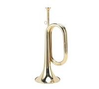 Hamwesh Bb Key Bugle Brass Trumpet, Band Performance Marching Trumpet Student Trumpet with Detachable Mouthpiece Cleaning Cloth Gloves for School Band Beginners