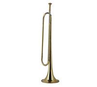 Hamwesh Bugle Cavalry Trumpet, Easy to Play Large Bore B Flat Brass Trumpet, Full Tone Brass Wind Instrument with Gold Finish for School Band Beginner Military Orchestra