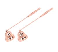 Hamwesh Candle Snuffer 2 Pack, Long Handle Bell Shape Quick Extinguish Candle Extinguisher, Iron Wick Flame Stopper with Safety Cover for Home Kitchen Restaurant Office Cafe Hotel (Rose Gold)