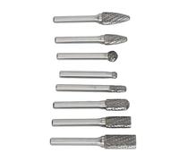 Hamwesh Carbide Burr Set, 8Pcs Double Cut Tungsten Carbide Burr Set HRC70 Hardness Multiple Shapes, Die Grinder Bits with Storage Box for Metal Wood Carving Polishing Milling
