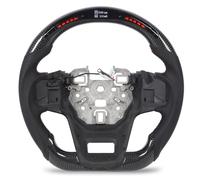Hamwesh Carbon Fiber Steering Wheel, Adjustable 500-9900RPM LED Shift Indicator Steering Wheel, Racing with 20 LEDs Light Real Time Data Display for Car