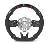 Hamwesh Carbon Fiber Steering Wheel, LED Shift Indicator 500 to 9900RPM Adjustable Racing Steering Wheel, Perforated Leather Flat Bottom Design with Real Time Performance Data Display