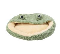 Hamwesh Cat Cave Bed, Frog Decor Plush Cozy Cat House Cute Bed Small Dog Pet Sleeping Bag with Hooded Cover for Puppy And Kitten (Green 50cm / 19.7in(M)