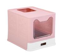 Hamwesh Cat Litter Box, Foldable Large Enclosed Potty with Drawer, Stainless Steel for Indoor Kittens (Peach Pink)