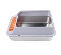 Hamwesh Cat Litter Box, Stainless Steel Large Capacity Kitty Litter Pan, Guinea Pig Box with Leakproof Mat for Multiple Cats Rabbits Guinea Pigs (Extra Large 32.7 X 24.4 X 31.5in)