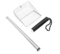 Hamwesh Cat Litter Scoop, Long Handle Stainless Steel Litter Scooper for Easy Cleaning Without Bending, Kitty Scoop with Ergonomic Grip and Shovel Design, for Pet (Black)