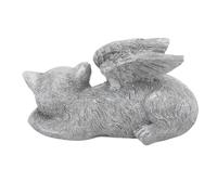 Hamwesh Cat Memorial Statue, Weather Resistant Resin Winged Cat Statue, Sleeping with Serene Winged Design for Tombstone Courtyard Garden Home Desk Decoration