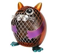 Hamwesh Cat Piggy Bank, Mesh Iron Net Hand Colored Rustproof Paint Visual Coin Counting Money Bank, Coin Jar with Rubber Plug for Kids Home Bedroom Office Birthday Halloween Christmas