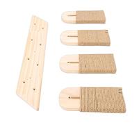 Hamwesh Cat Wall Steps, 4 Steps Cat Shelf Stairway Wall Mounted with Hemp Rope Covered Solid Wood Ladder for Indoor Cats Perch and Play