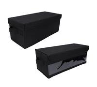 Hamwesh CD Storage Box, 2PCS Stackable CD Organizer Case, Durable Compact DVD Case Holder with Lid Foldable High Capacity for Desktop Home Retail, 14.2x6.3x5.5 In (Clear+Black)