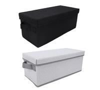 Hamwesh CD Storage Box, 2PCS Stackable CD Organizer Case, Durable Compact DVD Case Holder with Lid Foldable High Capacity for Desktop Home Retail, 14.2x6.3x5.5 In (Gray White+Black)
